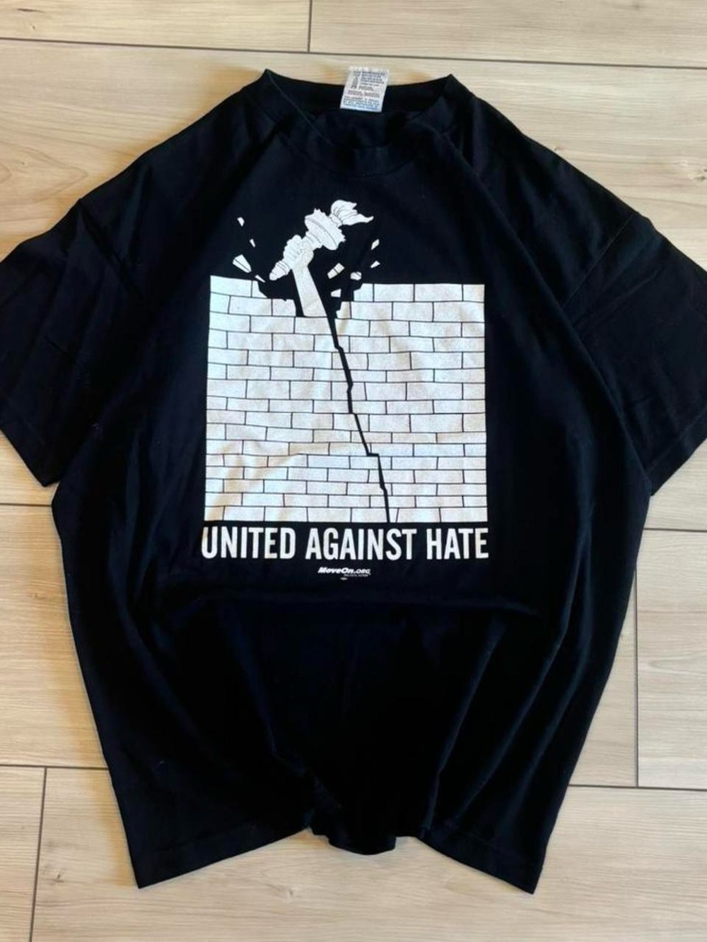Vintage 90s Union Made United Against Hate BLM equality Men’s Black Graphic Tee
